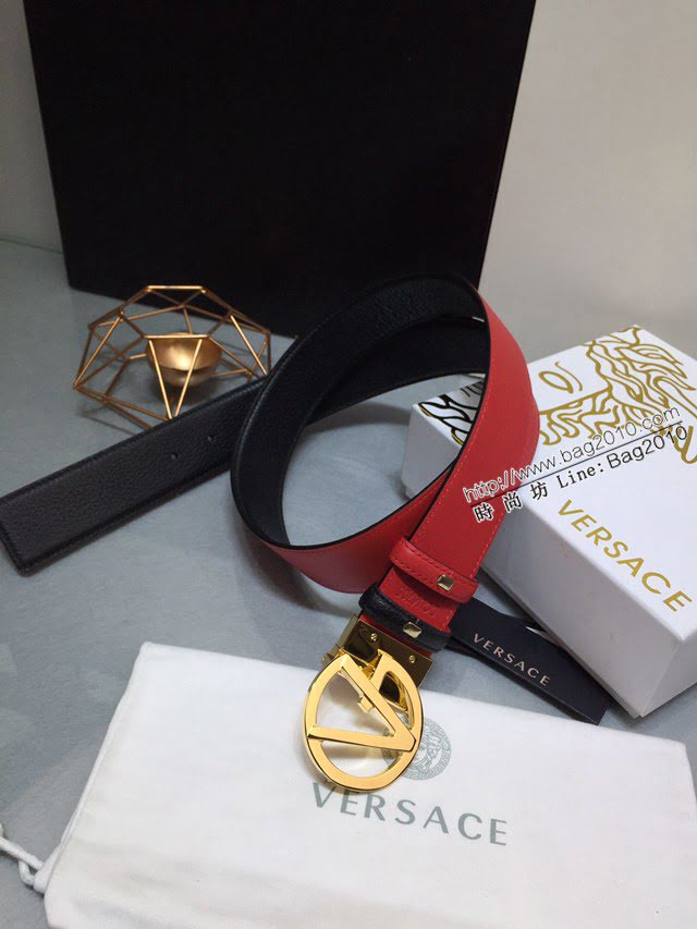 VERSVE男士皮帶 範思哲可逆皮帶 範思哲小牛皮美杜莎V型扣孔腰帶  jjp2214